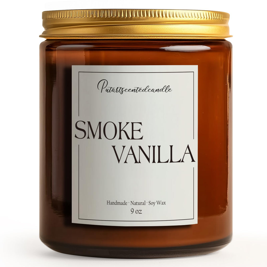 Putart Somke Vanilla Scented Candle – 9oz Natural Soy Wax, Aromatherapy & Stress Relief