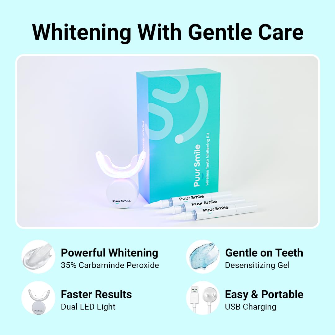 Puur Smile Teeth Whitening Kit with LED Light for Sensitive Teeth