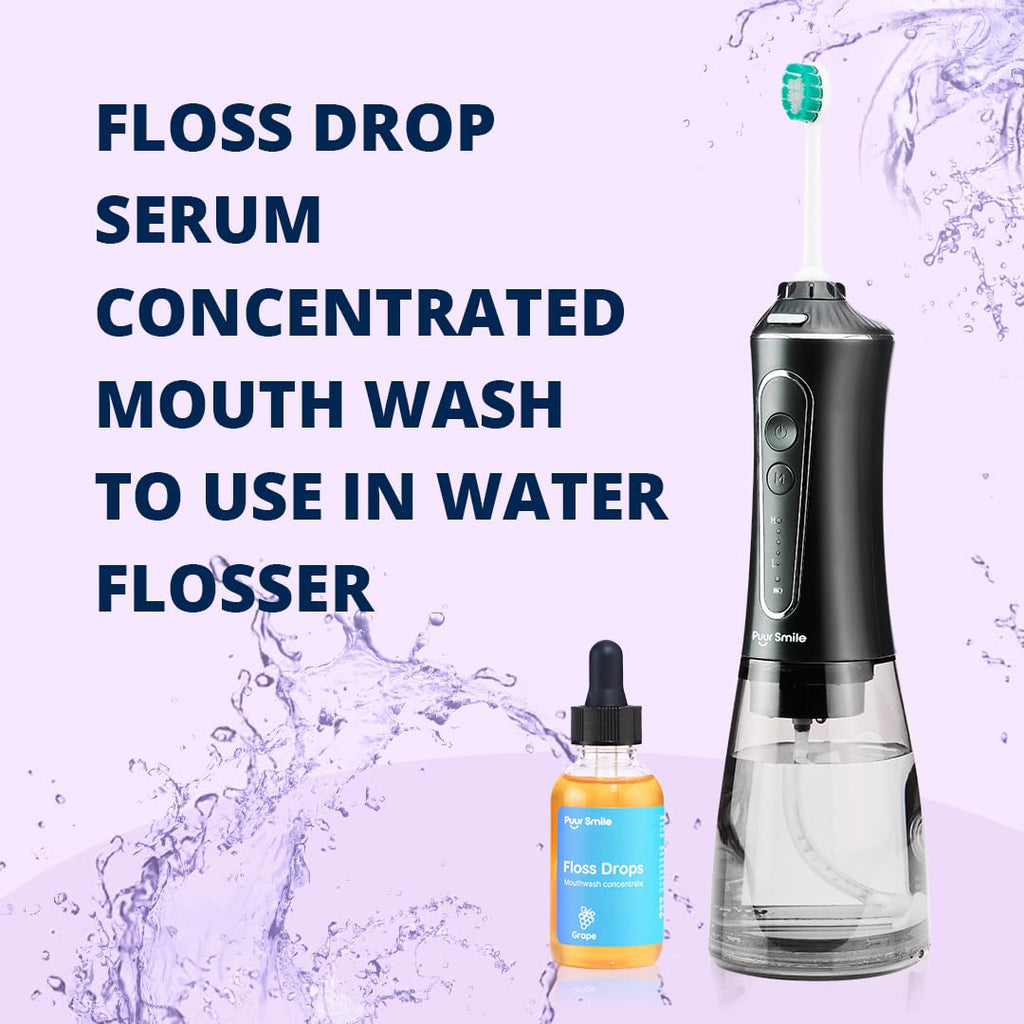 Puur Smile Floss Drop Serum – Grape Flavor Mouthwash for Water Flosser | 2oz