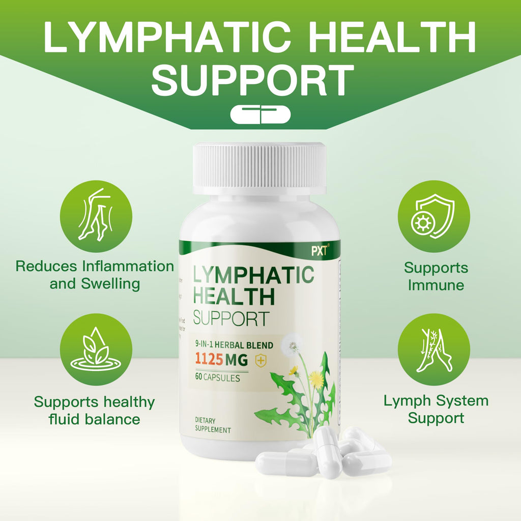 PXT Liposomal Lymphatic Drainage Immune Support Supplement, Cleanse Detox Liver Health Fluid Balance Herbal Blend with Echinacea Dandelion Burdock for Adults & Lymph Edema Sugar-Free 60 Capsules