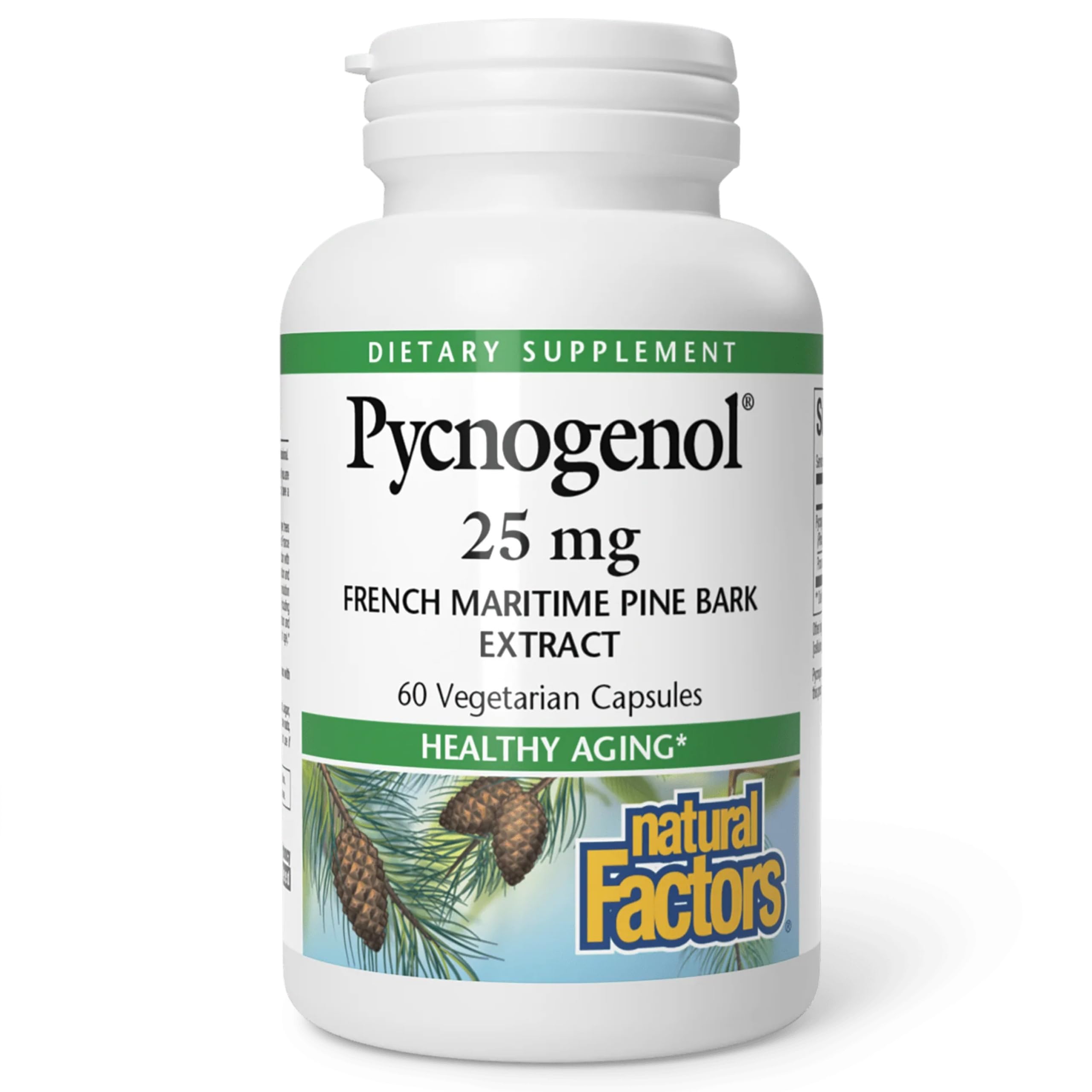 Natural Factors Pycnogenol 25 mg, Antioxidant Support for Healthy Aging, 60 Capsules