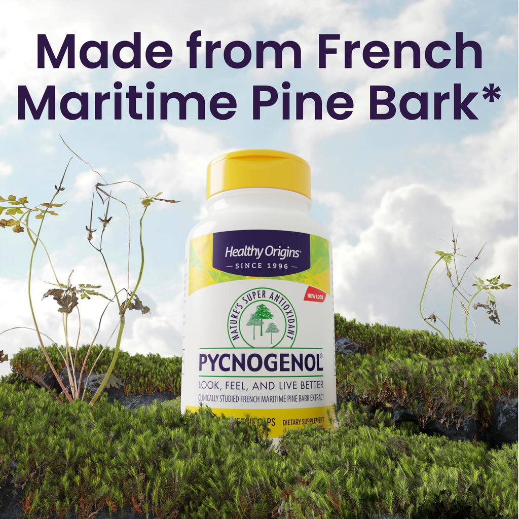 Healthy Origins Pycnogenol 150 mg – French Maritime Pine Bark Extract – 120 Veggie Capsules