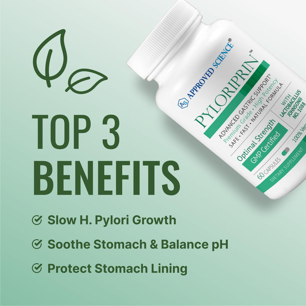 Approved Science Pyloriprin - Advanced Digestive Support for a Healthy Stomach (180 Vegan Capsules)