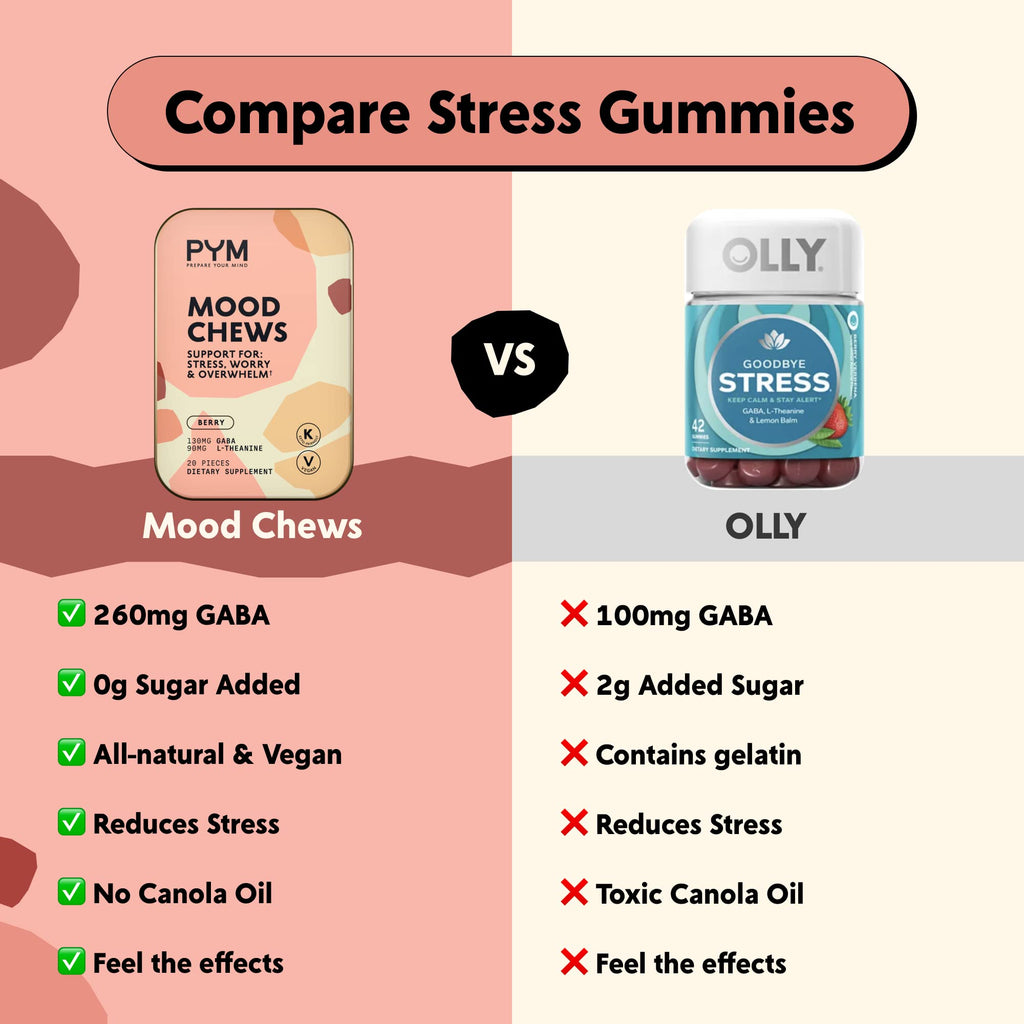 PYM Berry Mood Chews – 60 Count | 130mg GABA, 90mg L-Theanine | Vegan, Non-GMO, Gluten-Free | Made in USA