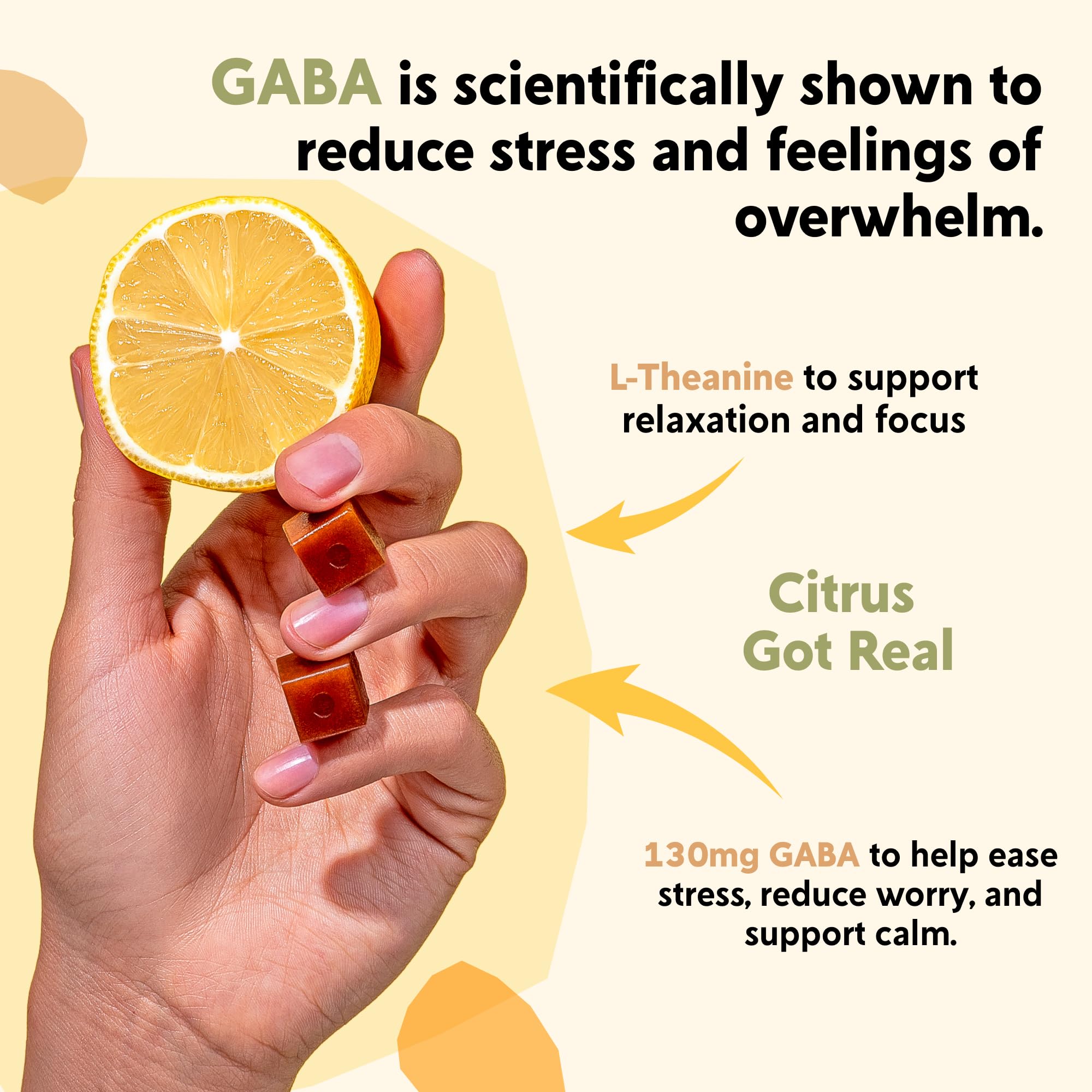 PYM Citrus Mood Chews: Stress Support with 130mg GABA & 90mg L-Theanine | Vegan, Non-GMO, Gluten-Free | 20 Count