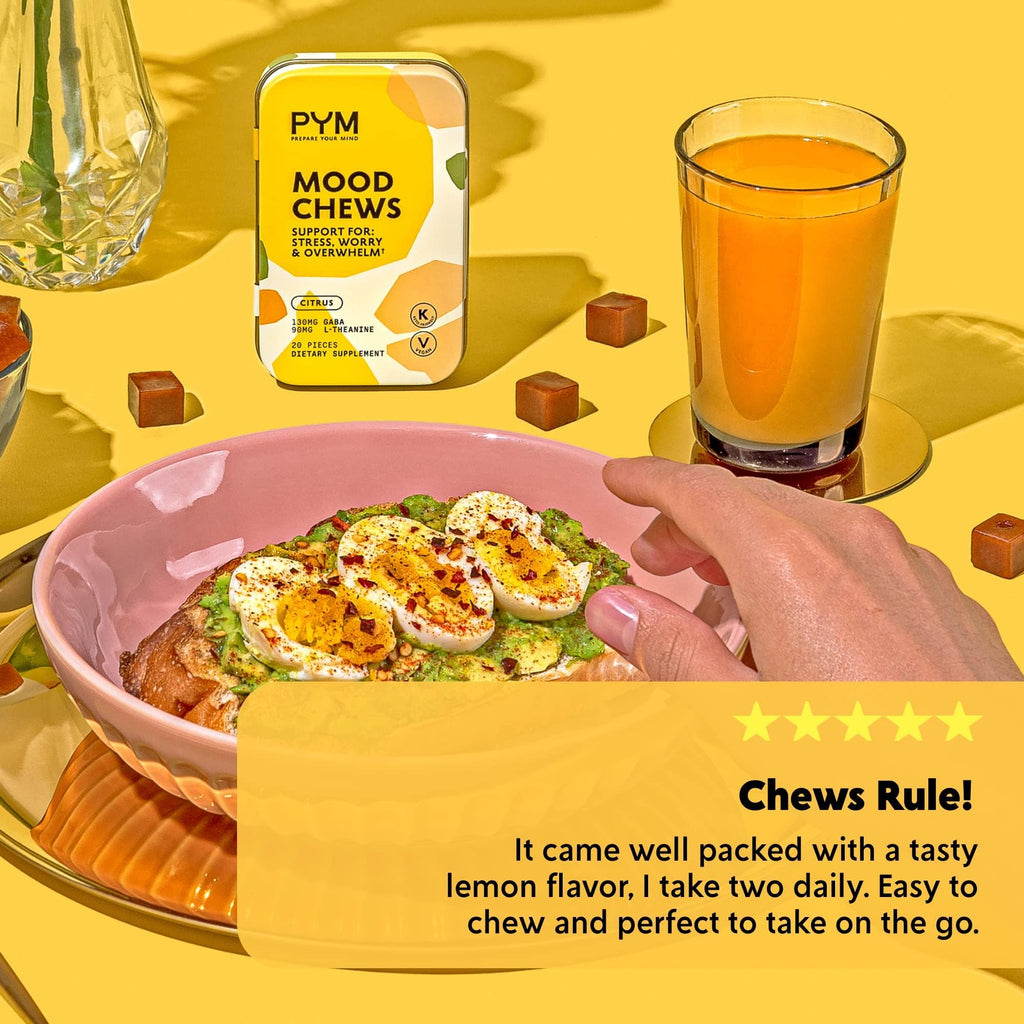 PYM Citrus Mood Chews – 60 Count | GABA 130mg, L-Theanine 90mg | Vegan, Non-GMO, Gluten-Free, Made in USA