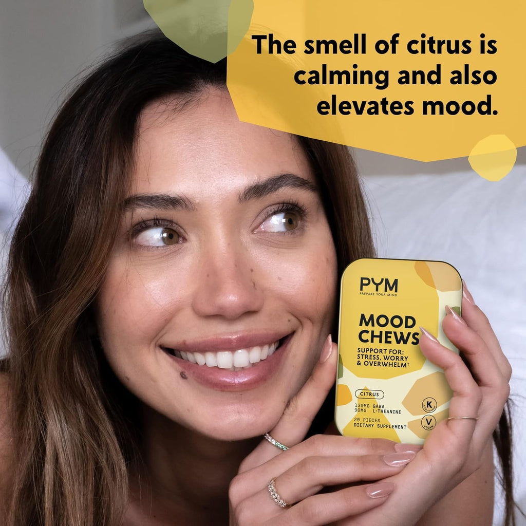 PYM Citrus Mood Chews – 60 Count | GABA 130mg, L-Theanine 90mg | Vegan, Non-GMO, Gluten-Free, Made in USA