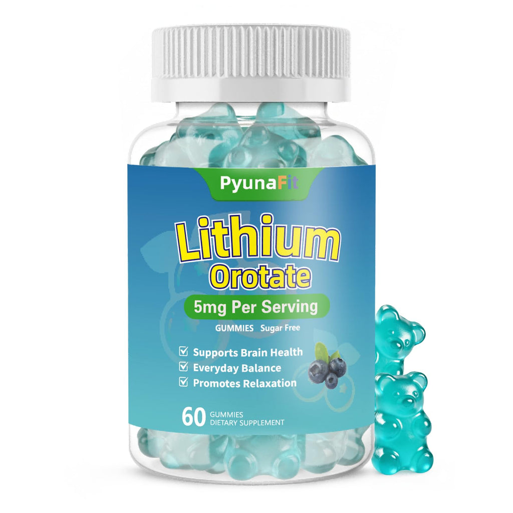 PYUNAFIT Lithium Orotate 5mg Gummies – Sugar Free, Brain Health & Cognitive Support | 60 Count