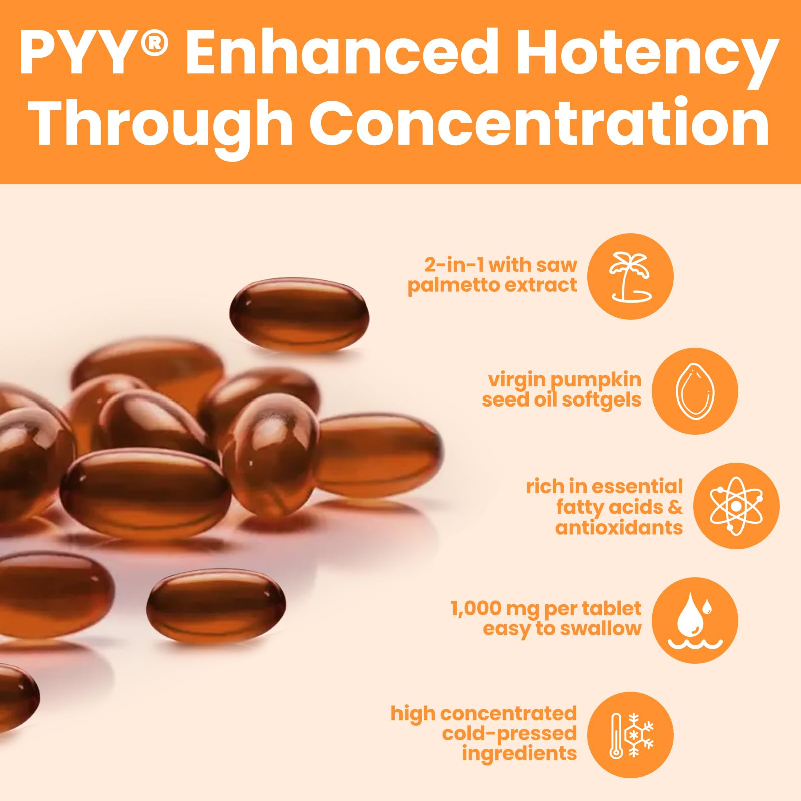 PYY Cold-Pressed Pumpkin Seed Oil & Saw Palmetto Softgels | 300 Counts | Rich in Essential Fatty Acids & Phytosterols | Promotes Healthy Hair, Urinary Function, Bladder & Prostate Support