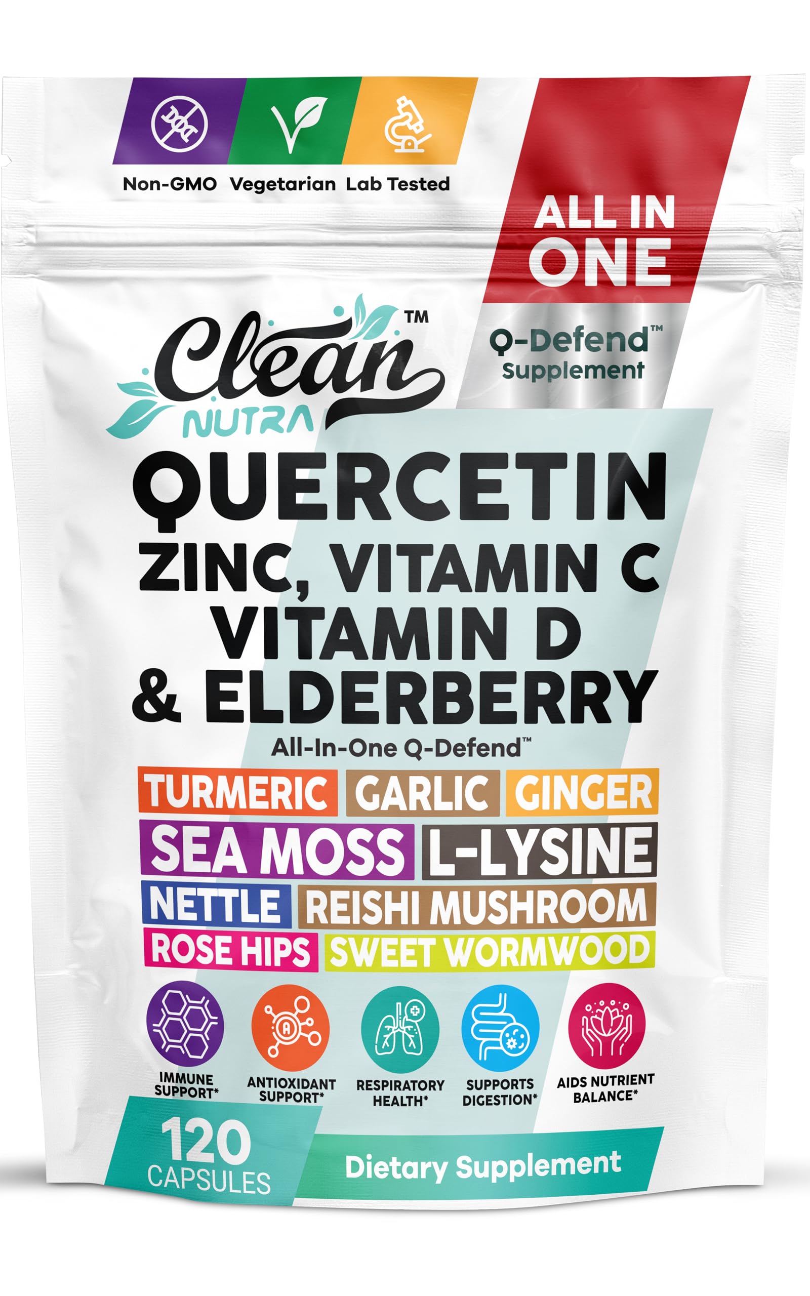 Q Defend Immune Support Supplement with Quercetin, Zinc, Vitamin C & D3 | Clean Nutra