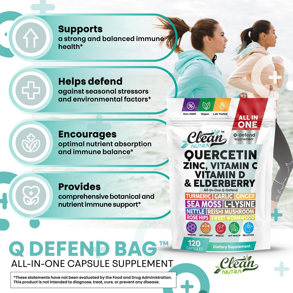 Q Defend Immune Support Supplement with Quercetin, Zinc, Vitamin C & D3 | Clean Nutra