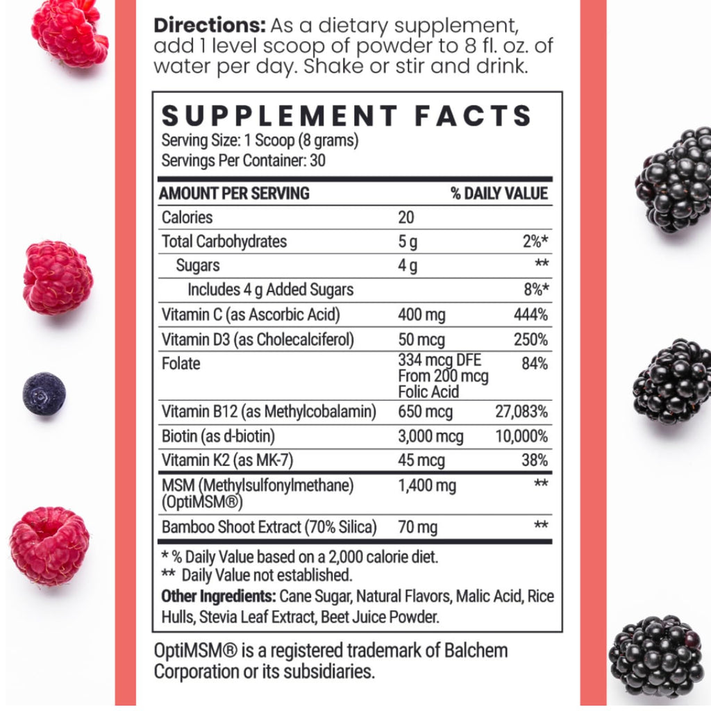 Qhemet Biologics MSM + Biotin Hair Nutrient Blend – 8.5 oz for Hair Growth