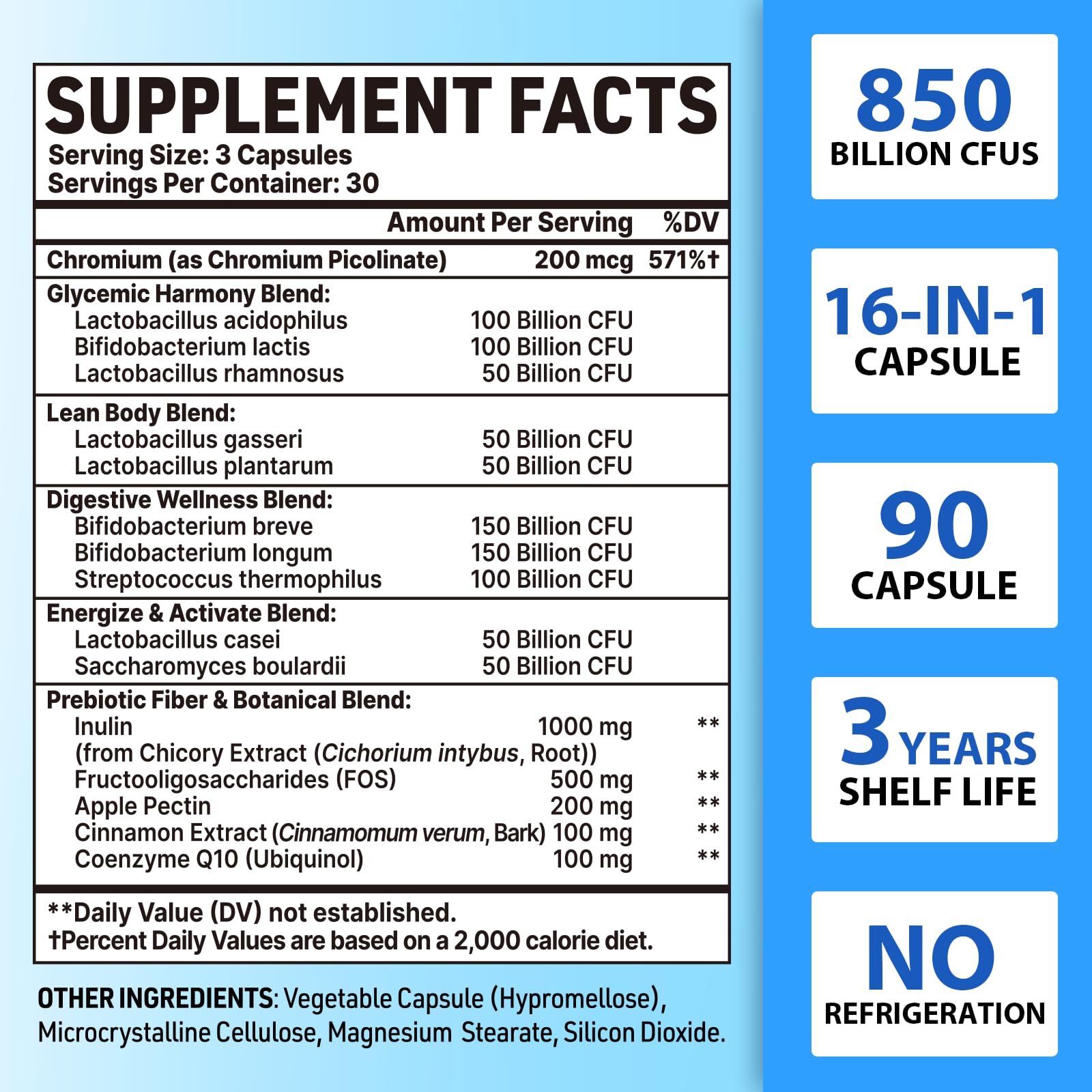 QIVERNAMY Probiotics for Men 50+ — 850B CFU, CoQ10, 360 Caps, 1800mg Prebiotic Fiber