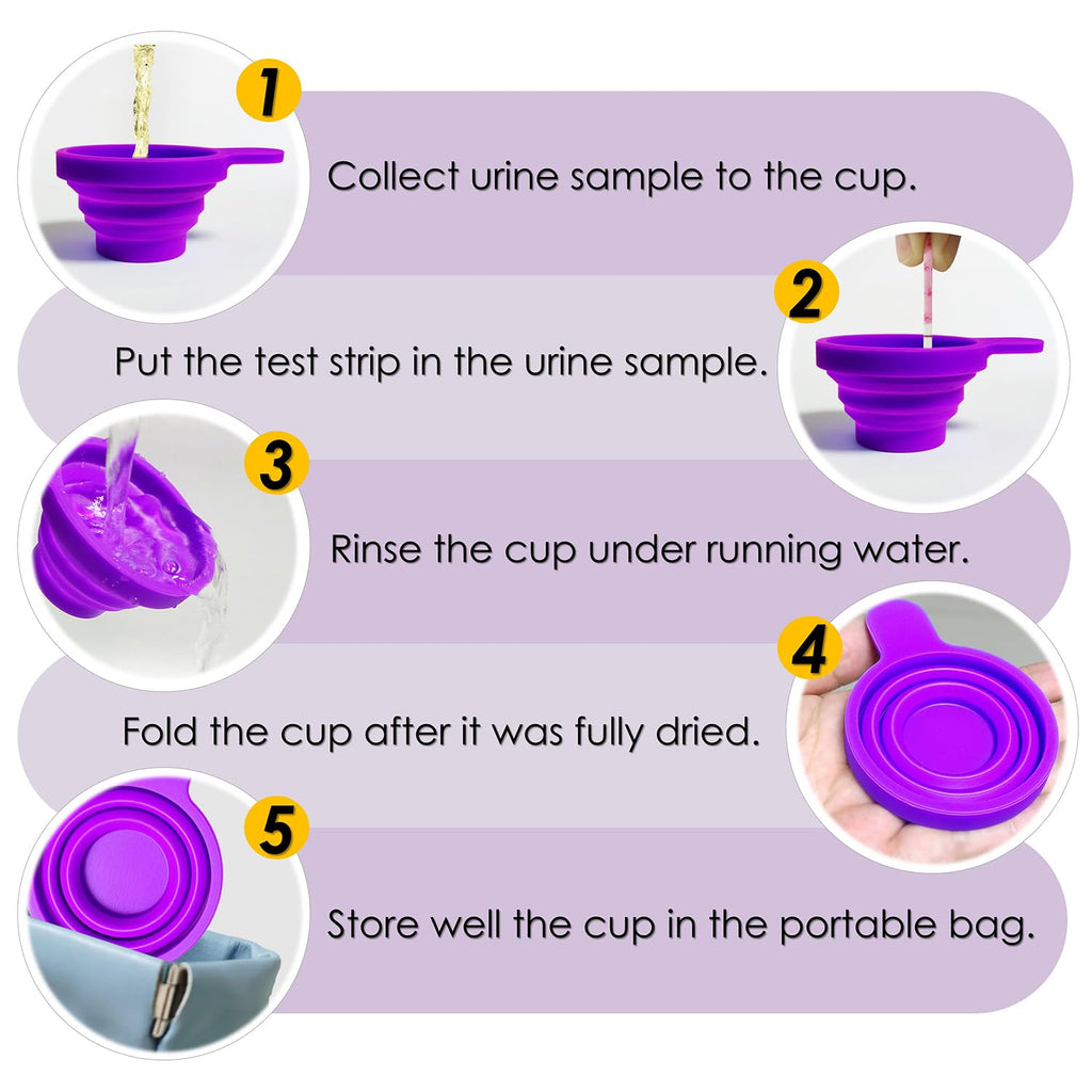 QMARK Collapsible Silicone Pee Cups for Ovulation and Pregnancy Tests – 2 Pack with Travel Case, Reusable