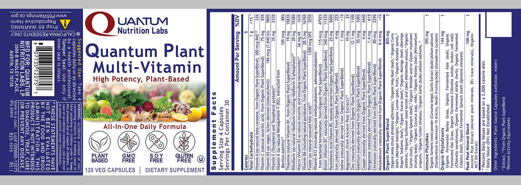 QNL Quantum Plant Multi-Vitamin – Complete Plant-Based Multivitamin for Immune Support (120 Capsules)