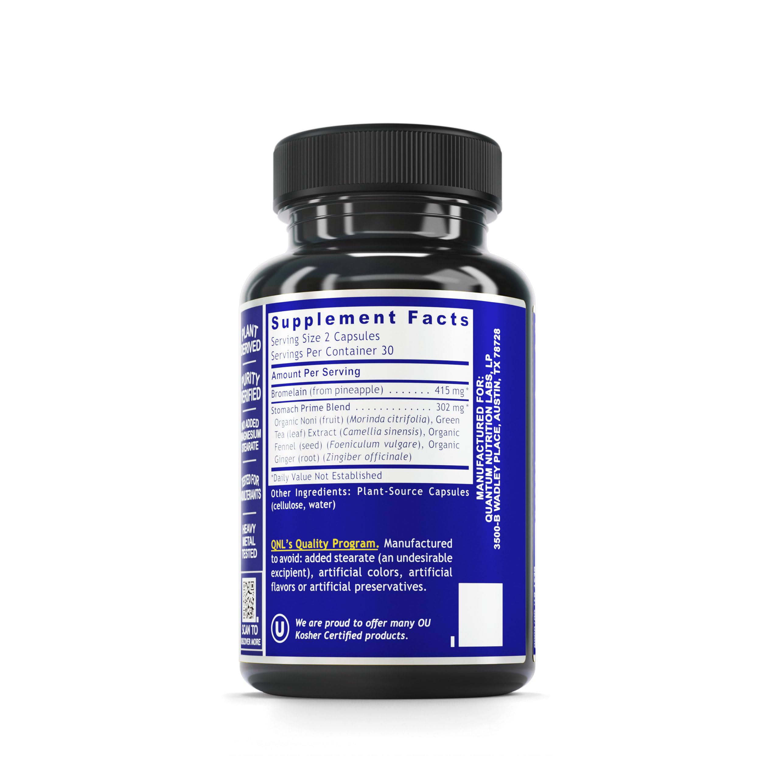 QNL Quantum Stomach Support – Digestive Enzymes (Vegan, Organic, 60 Caps)