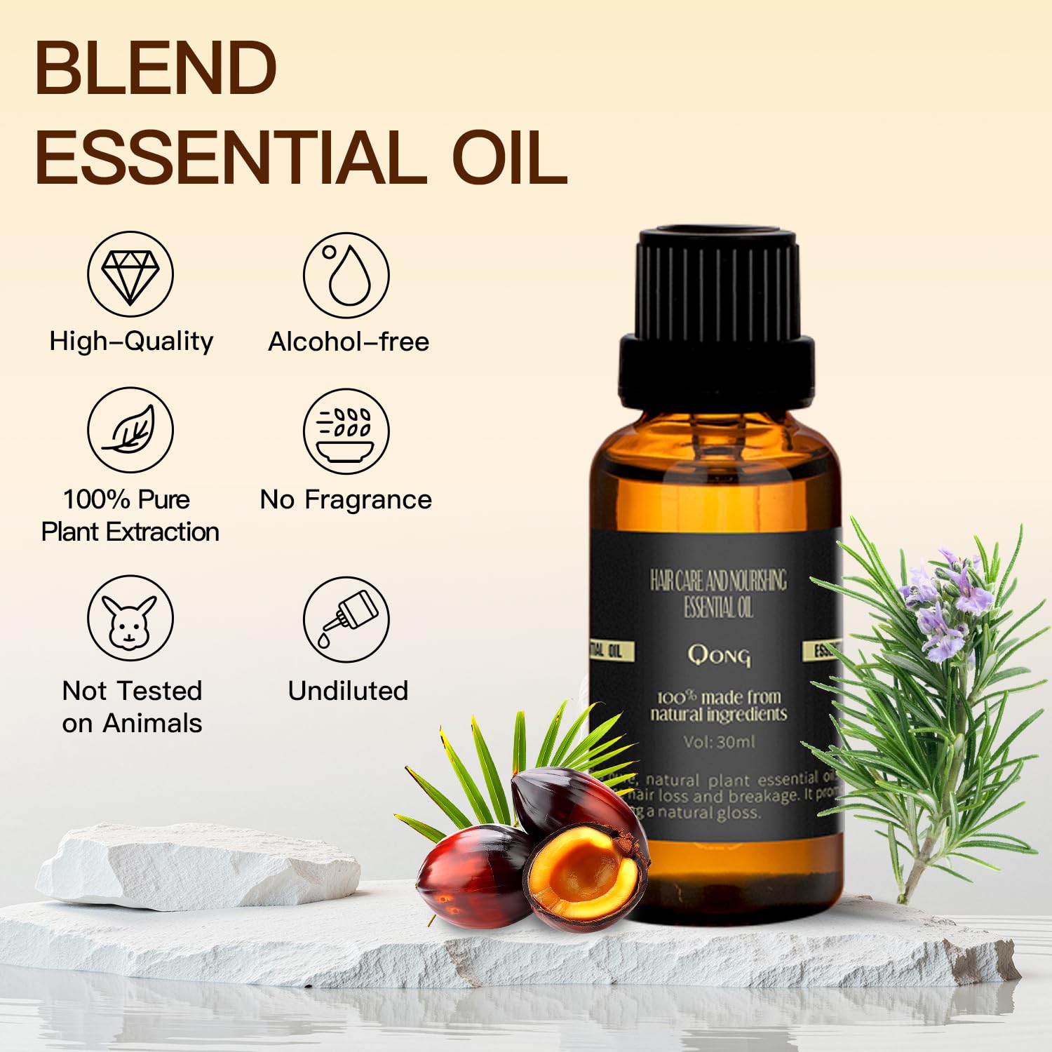 Qong Peppermint Essential Oil Blend 30ml – Hair Thickness, Sleep Support & Diffuser Aroma