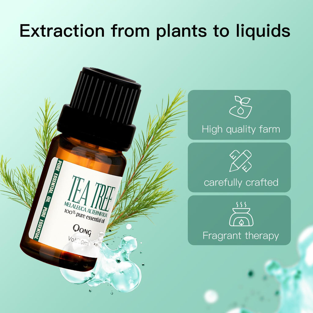 QONG Tea Tree Essential Oil Blend - 100% Pure, Undiluted 10mL for Diffuser, Anti-Dandruff & Anti-Itch