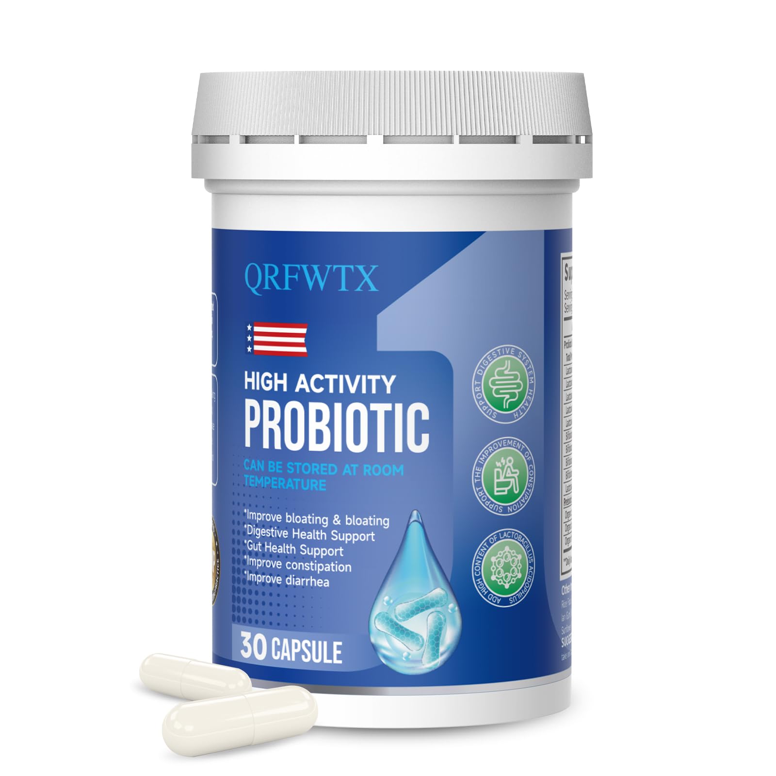 QRFWTX Acidophilus Probiotic 60B CFU | Gut Health & Immune Support