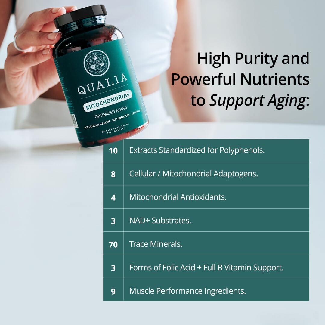 Qualia Mitochondria+ NAD+ Boosters for Cellular Energy & Aging | 160 Ct