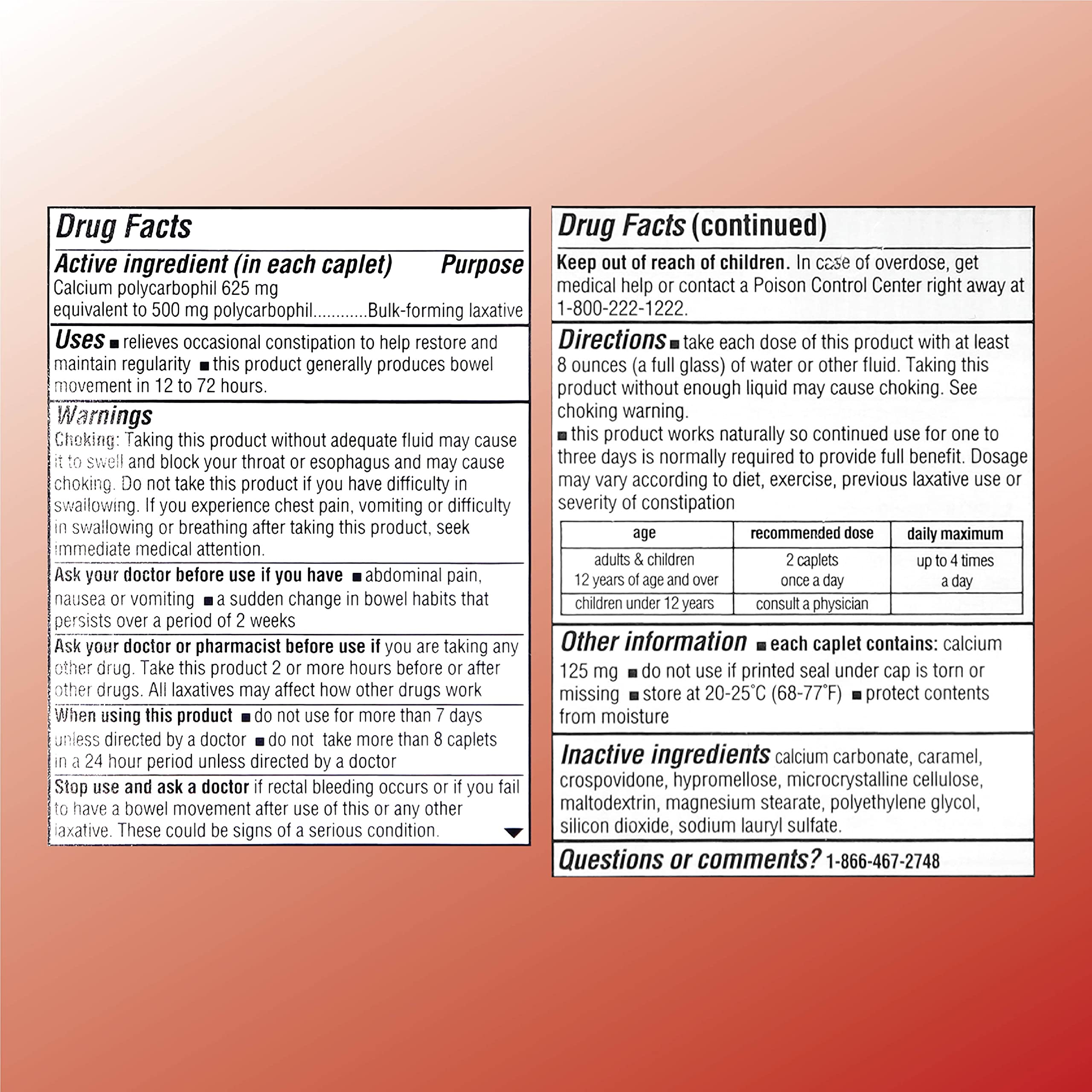 Quality Choice Fiber Therapy Caplets – Constipation Relief, Gas-Free, 90 Count