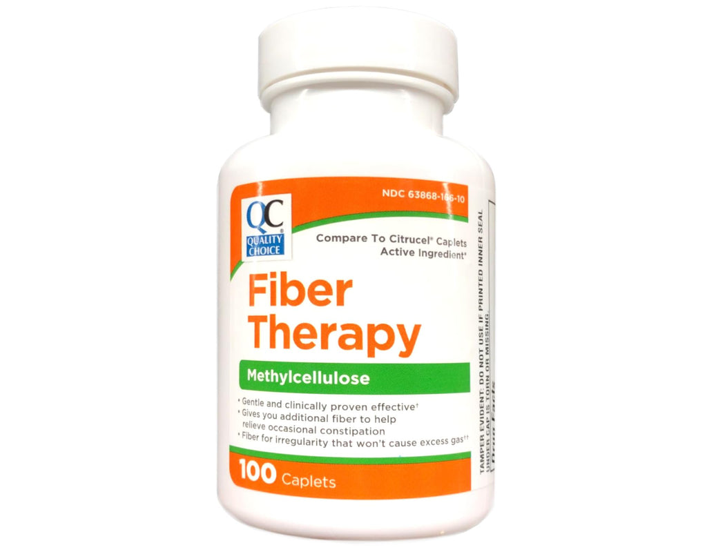 Quality Choice Fiber Therapy - Methylcellulose 500 mg, 100 Caplets (Pack of 3)