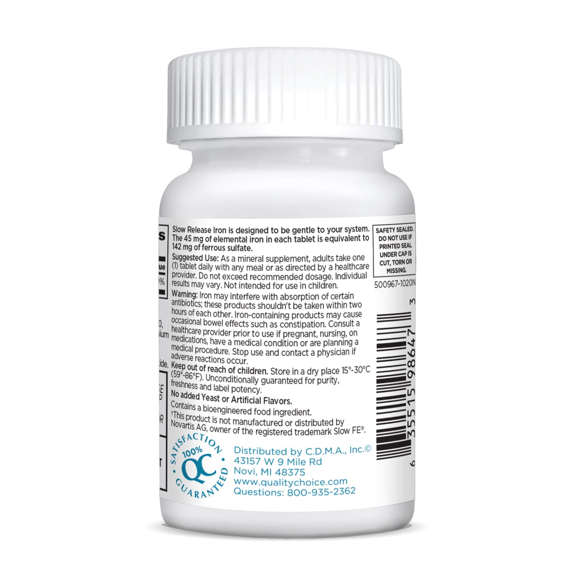 Quality Choice Iron High Potency Slow Release Tablets 45mg – 60 Tablets (Pack of 2)