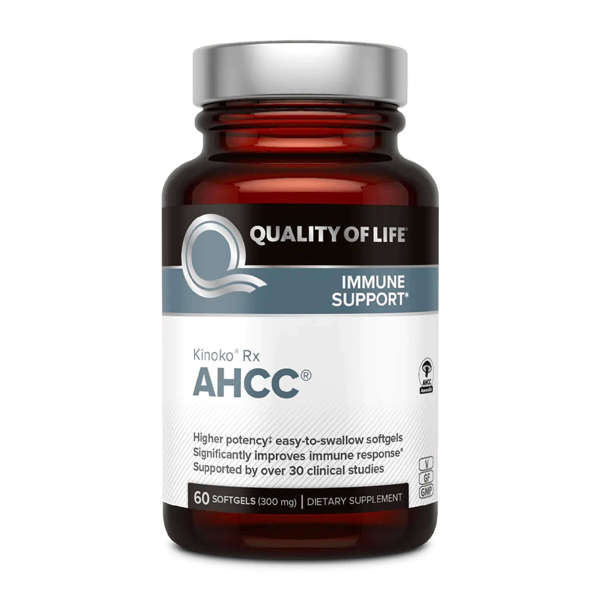 Quality of Life Immune Support AHCC Rx 60 Softgels | Premium Mushroom Blend