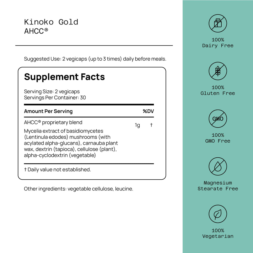 Quality of Life Kinoko Gold AHCC – 500 mg Capsule, Immune Support, 60 Veg Capsules
