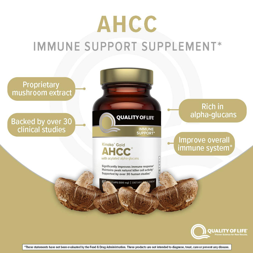 Quality of Life Premium Kinoko Gold AHCC Supplement - Pack of 2