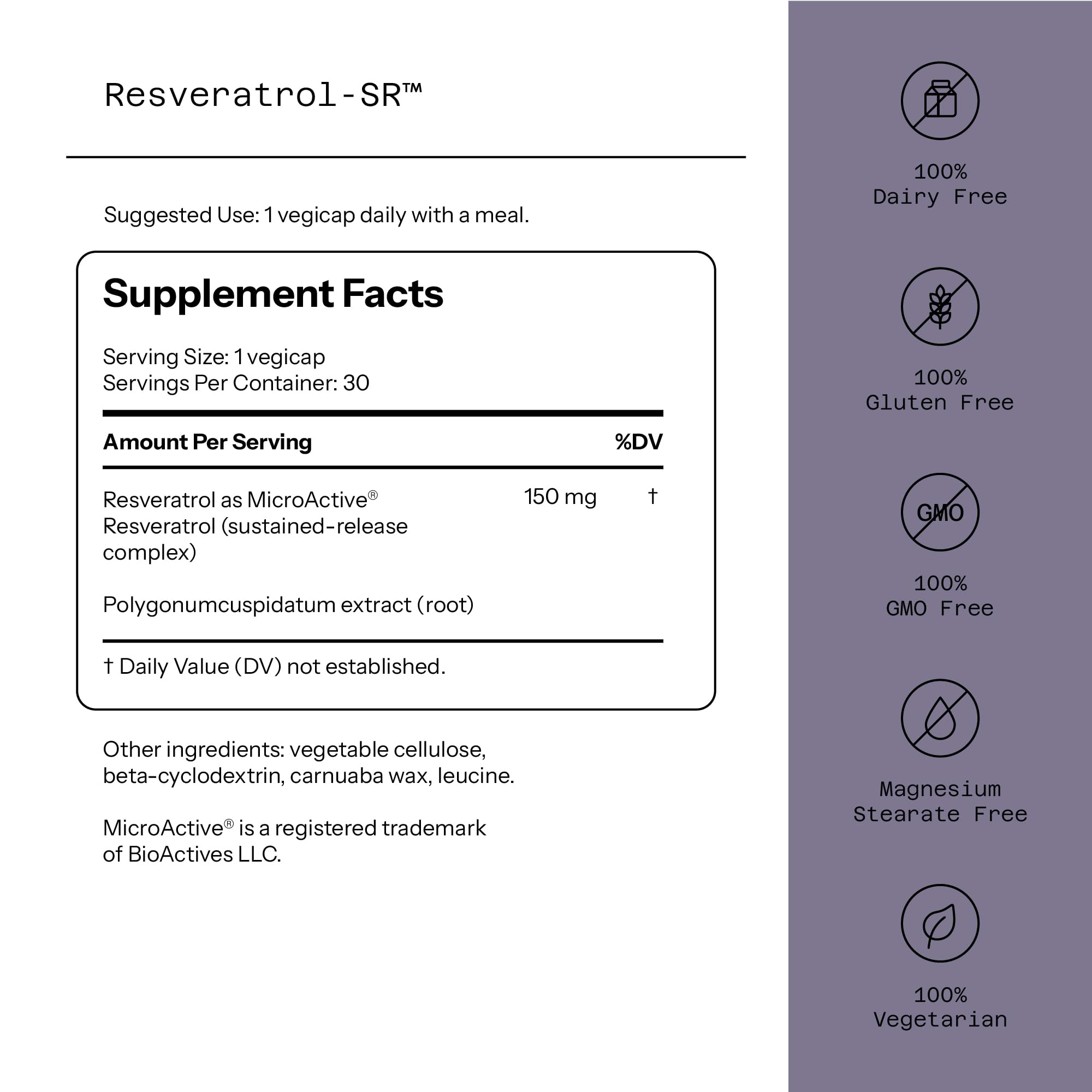 Quality of Life Resveratrol-SR | MicroActive Anti-Aging Resveratrol 30 Vegicaps