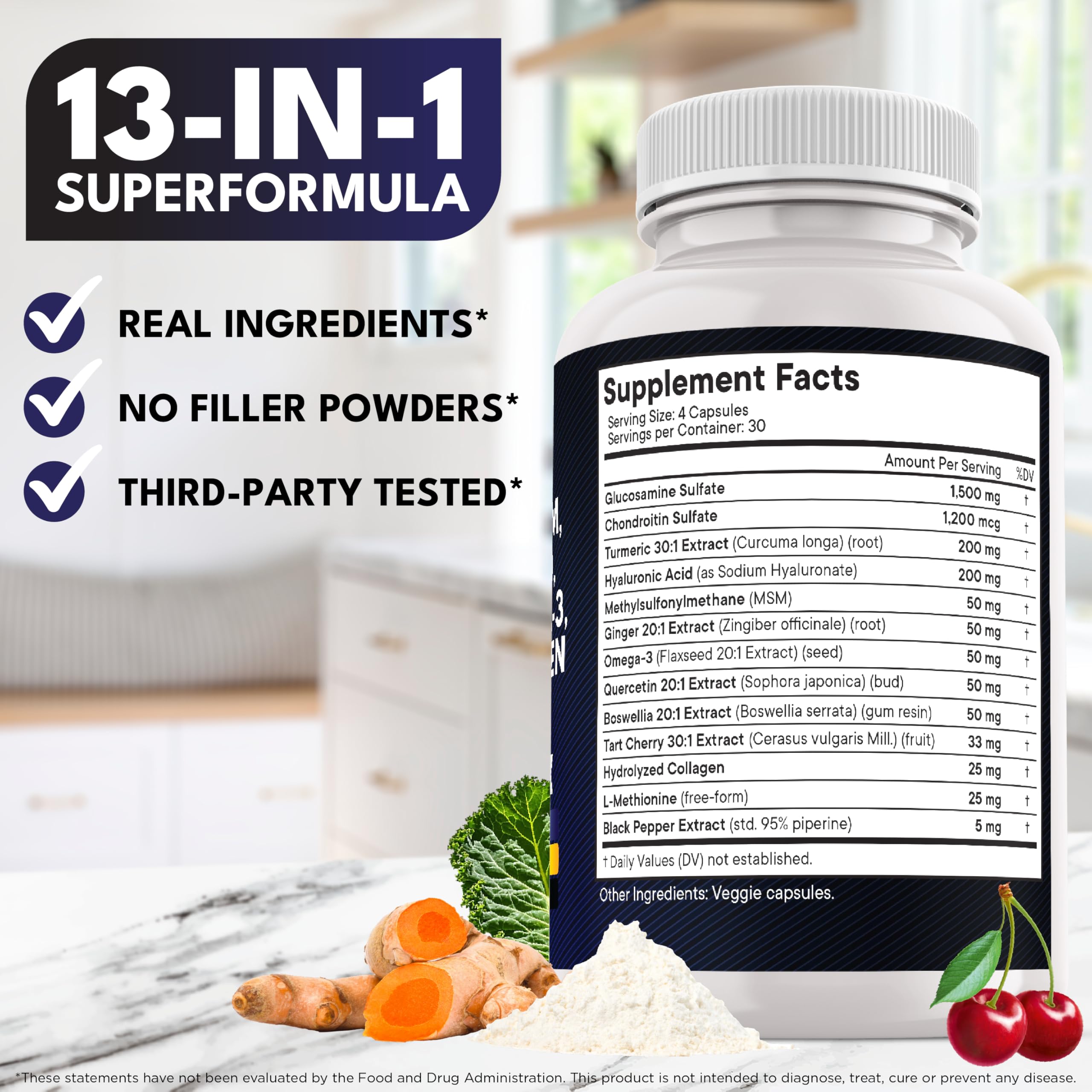 Glucosamine Chondroitin MSM Turmeric + Omega-3 | Joint Health 120