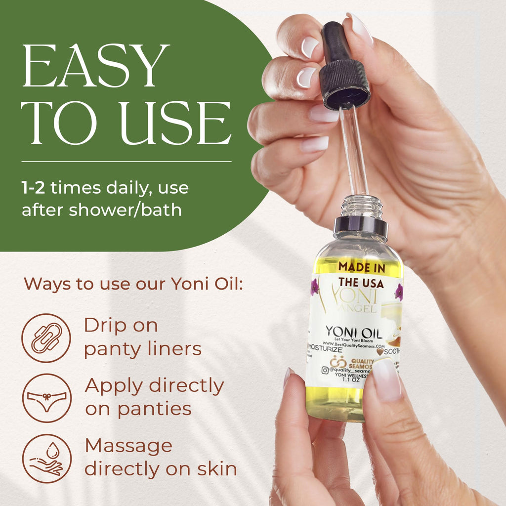 Quality Seamoss and Yoni Oil – Natural Mint Fresh Feminine Care, pH Balance, 1 oz