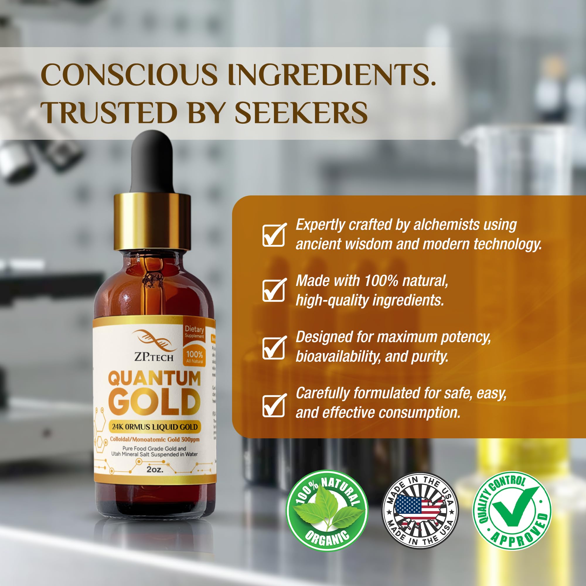 Quantum Gold Liquid Ormus Monoatomic Gold Elixir 24K – 2oz | Pineal Activation & Lucid Dreaming