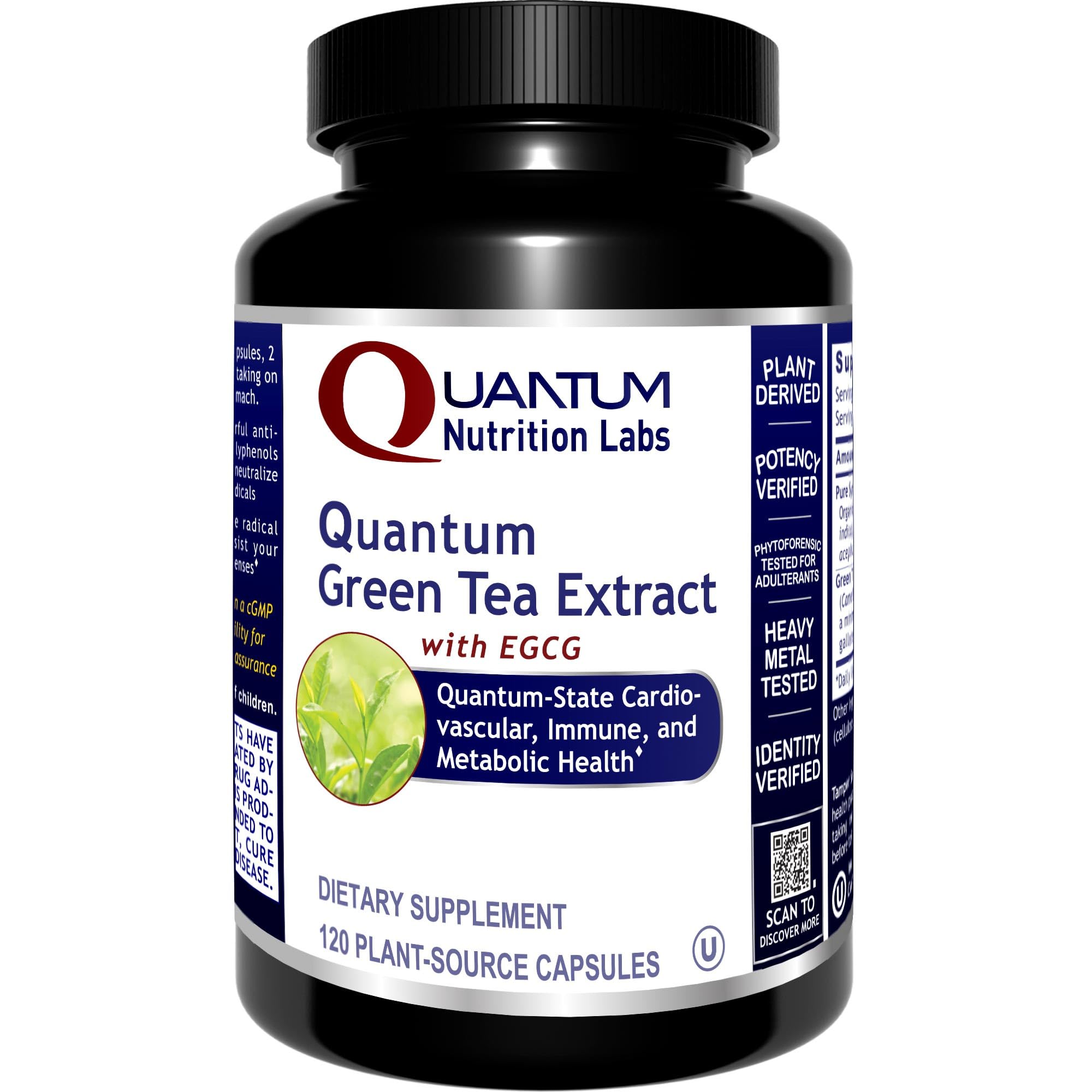 Quantum Green Tea Extract Pills - Camellia Sinensis EGCG Antioxidant Supplement | 120 Vegetarian Capsules
