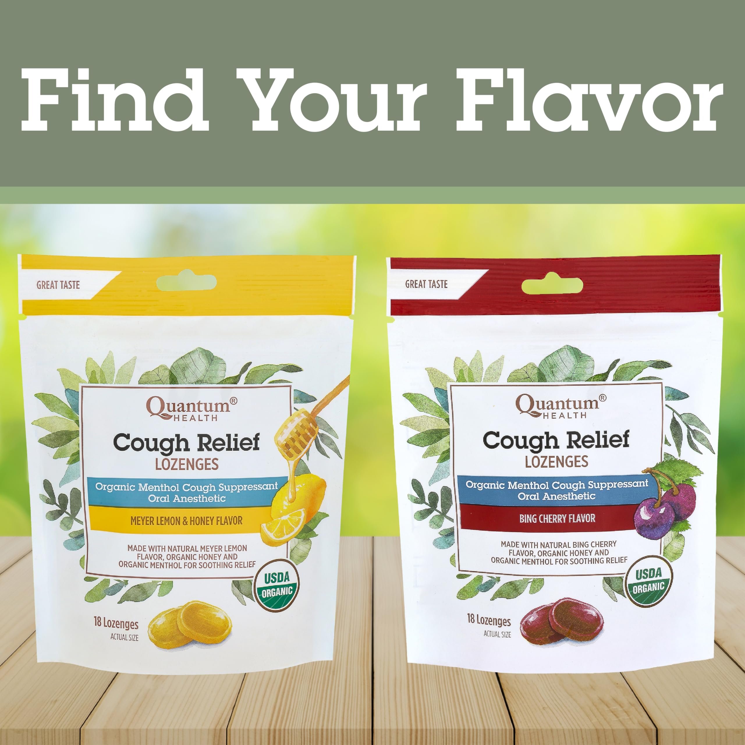 Quantum Health Organic Cough Relief Lozenges – Meyer Lemon & Honey, 18 Count
