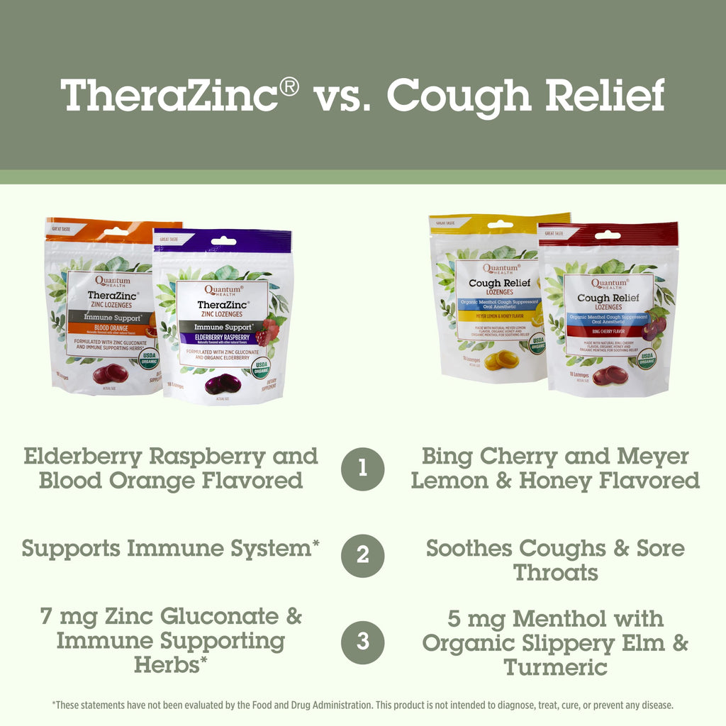 Quantum Health Organic Cough Relief Lozenges – Meyer Lemon & Honey, 18 Count