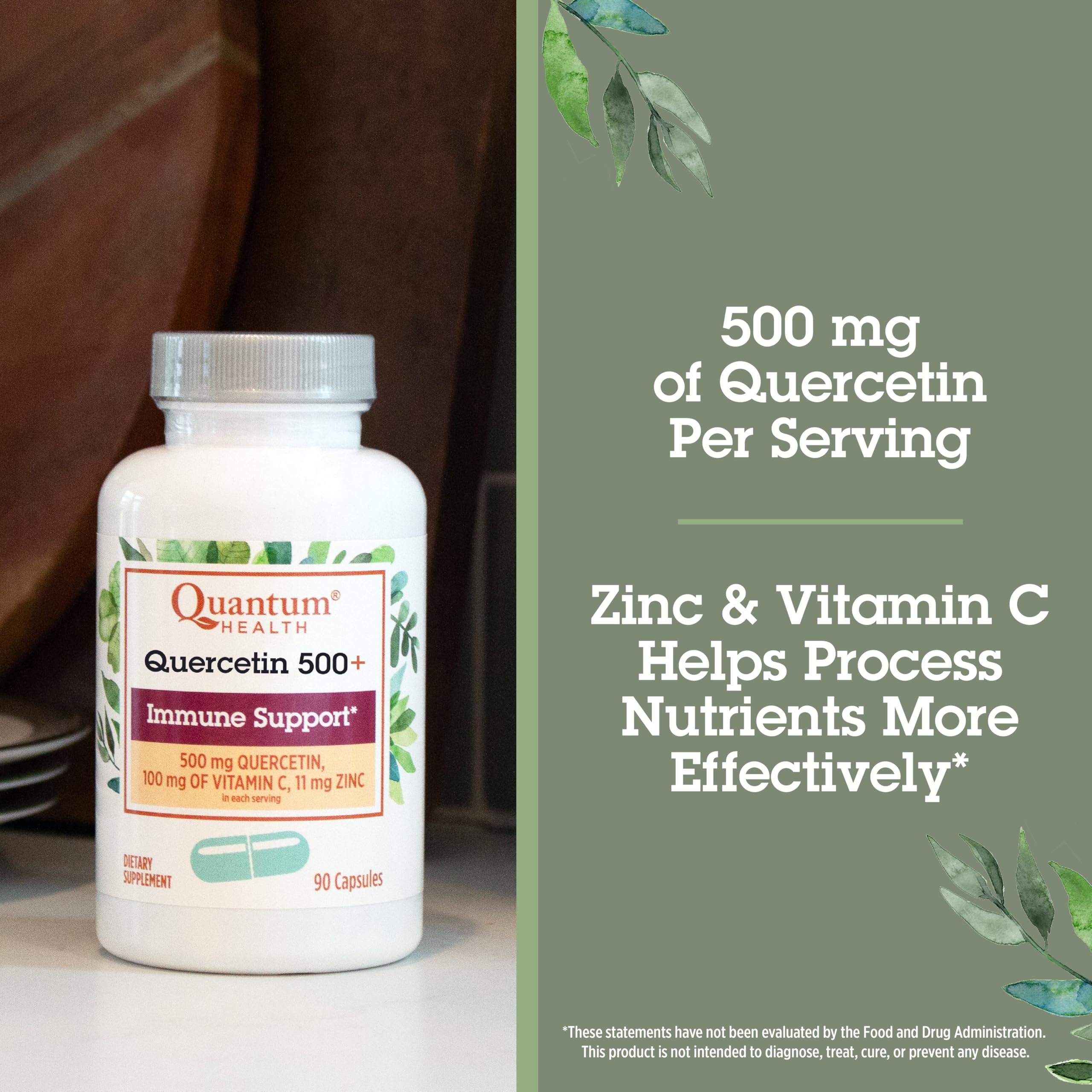 Quantum Health Quercetin+ 500mg Immune Support - Zinc & Vitamin C, 90 Capsules