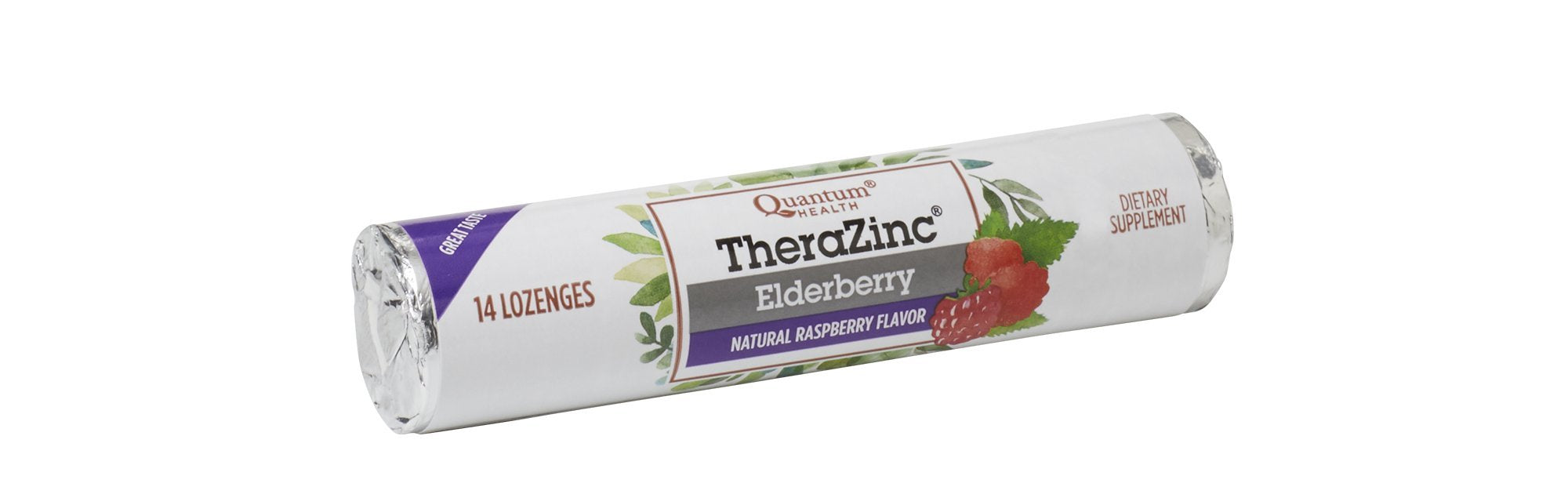 Quantum Health TheraZinc Zinc Lozenges – Elderberry Raspberry, Immune Support, Zinc Gluconate, 14 Count