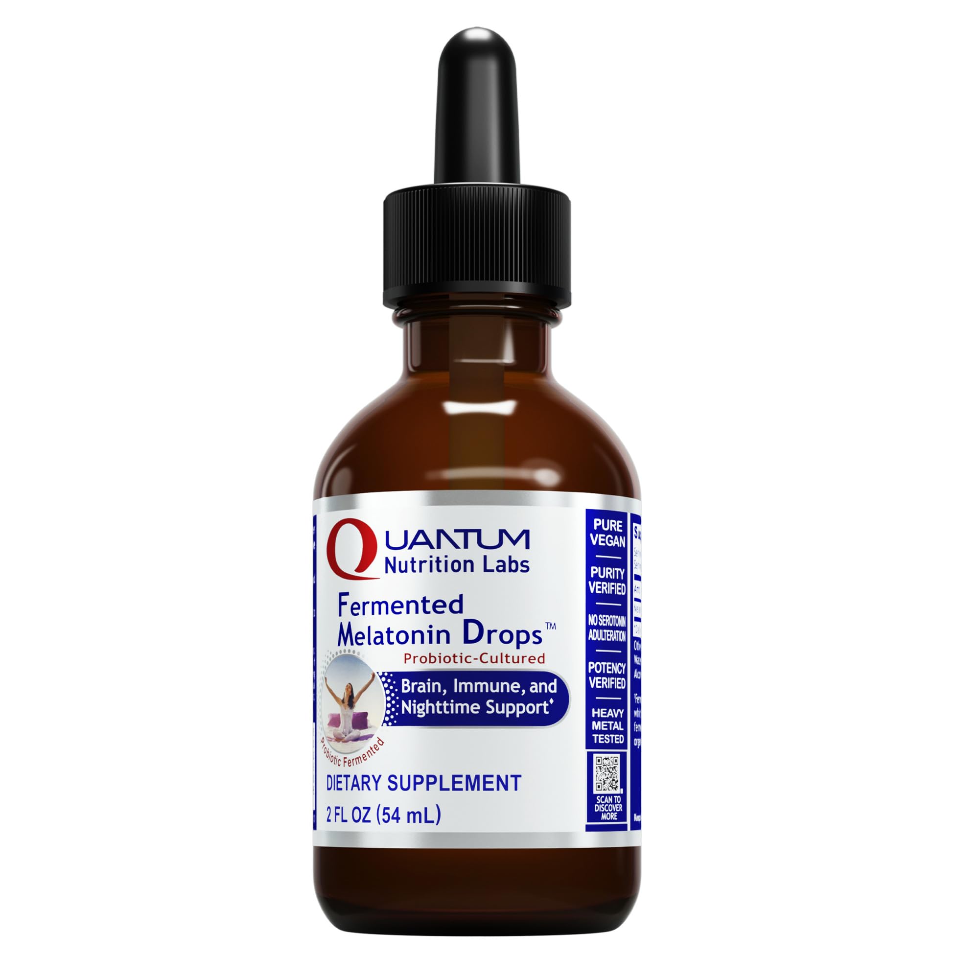 Quantum Nutrition Labs Fermented Melatonin Drops - Sleep Support for Adults, Organic & Vegan, 2 oz