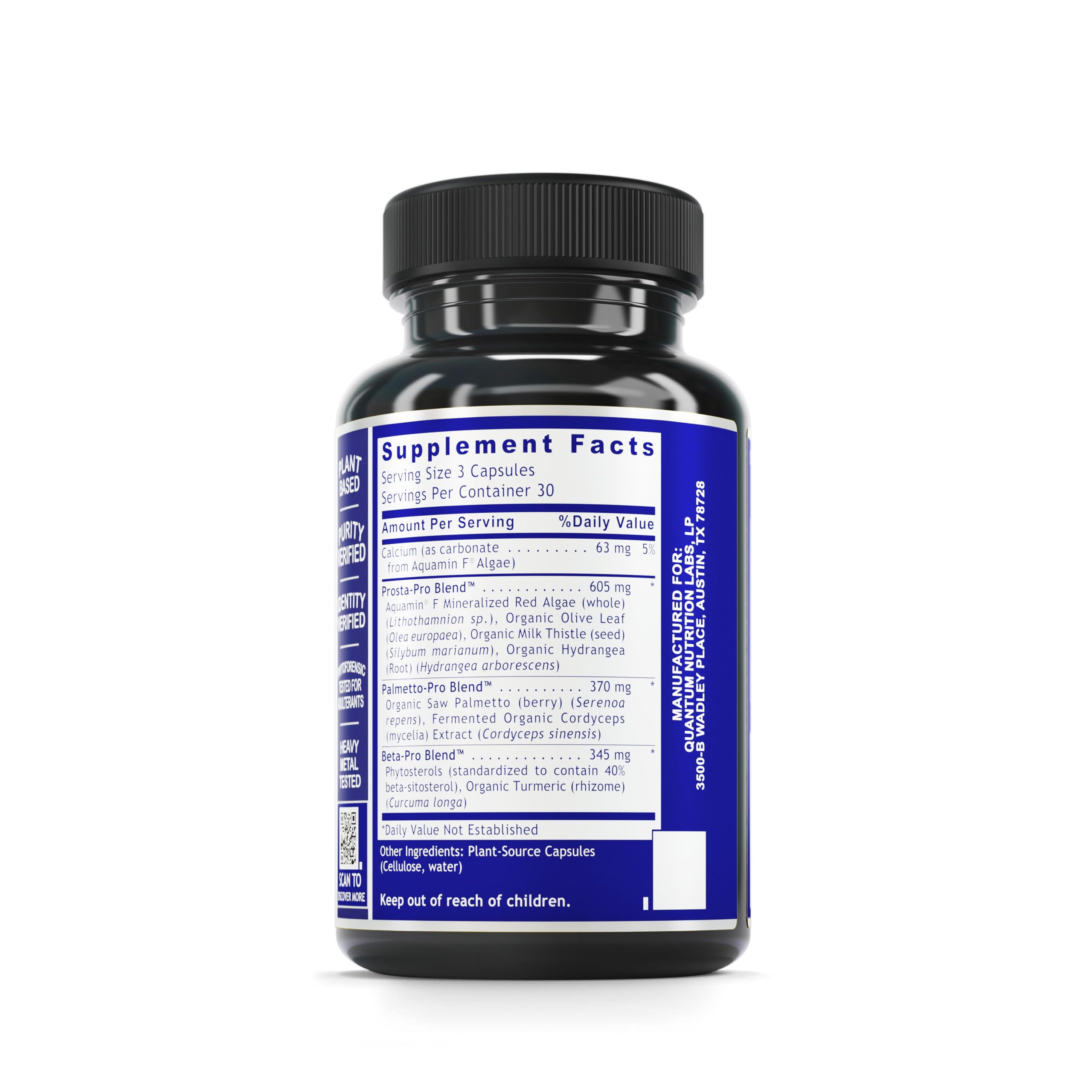 Quantum Nutrition Labs Prostate Support – Prostate Health Formula with Organic Saw Palmetto | 90 Veg Capsules
