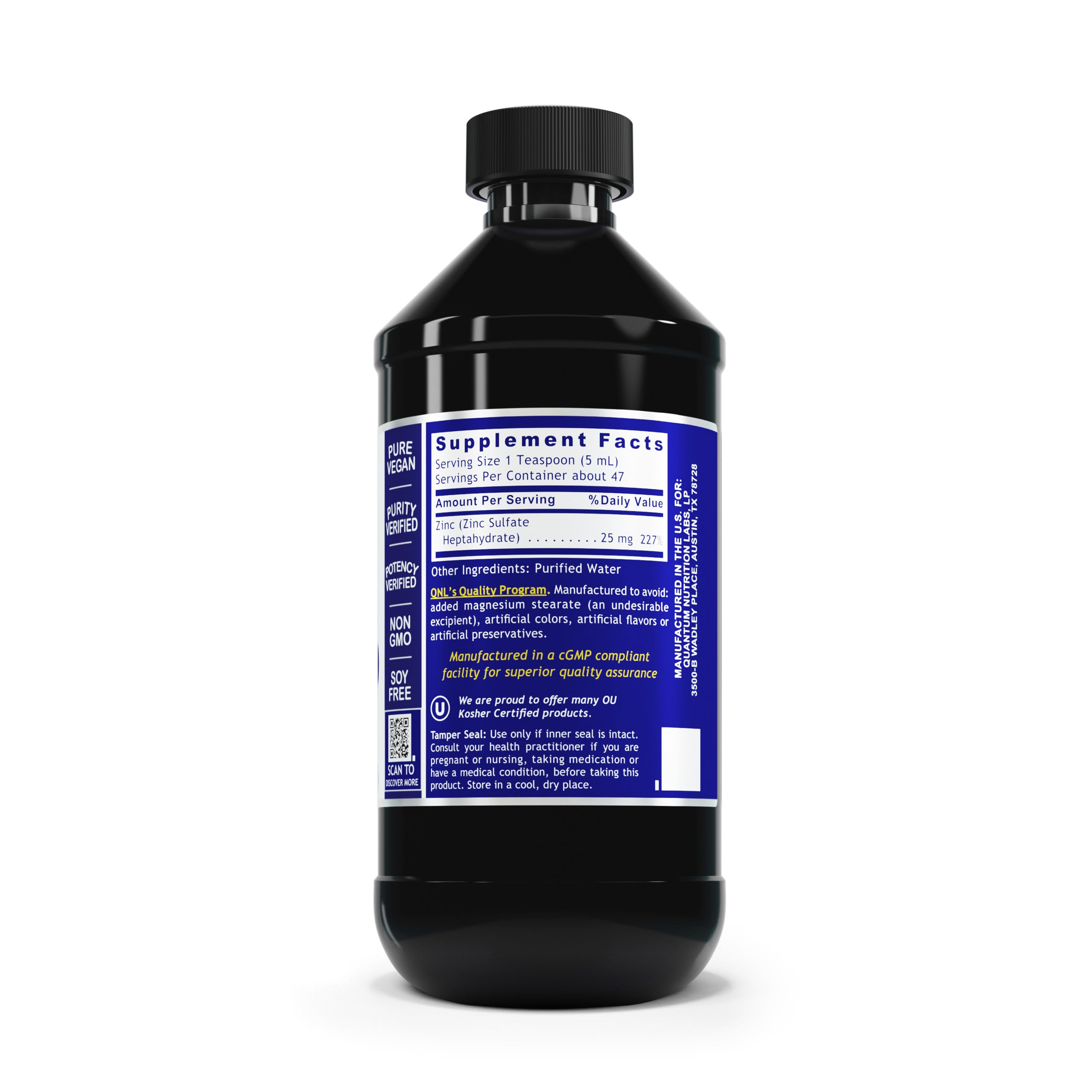 Quantum Nutrition Labs Zinc – Liquid Zinc Drops (25 mg Zinc Sulfate) for Immune Support | 8 oz