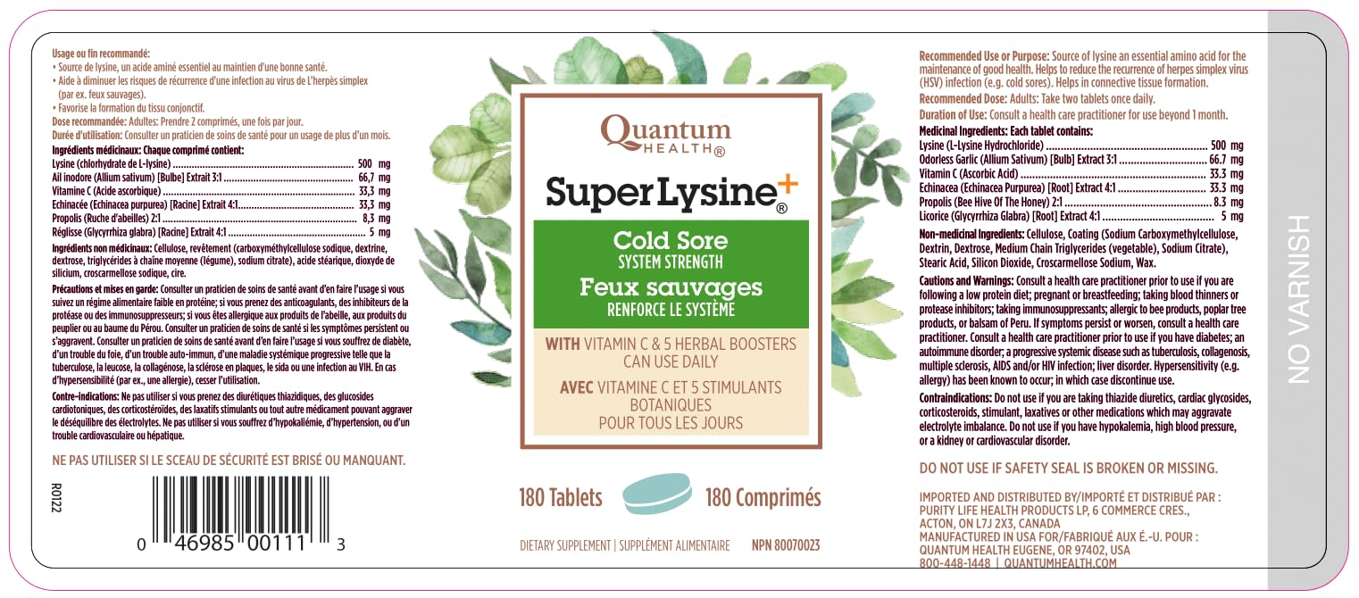 Quantum Super Lysine 180 Count – Immune Support & Lysine Supplement