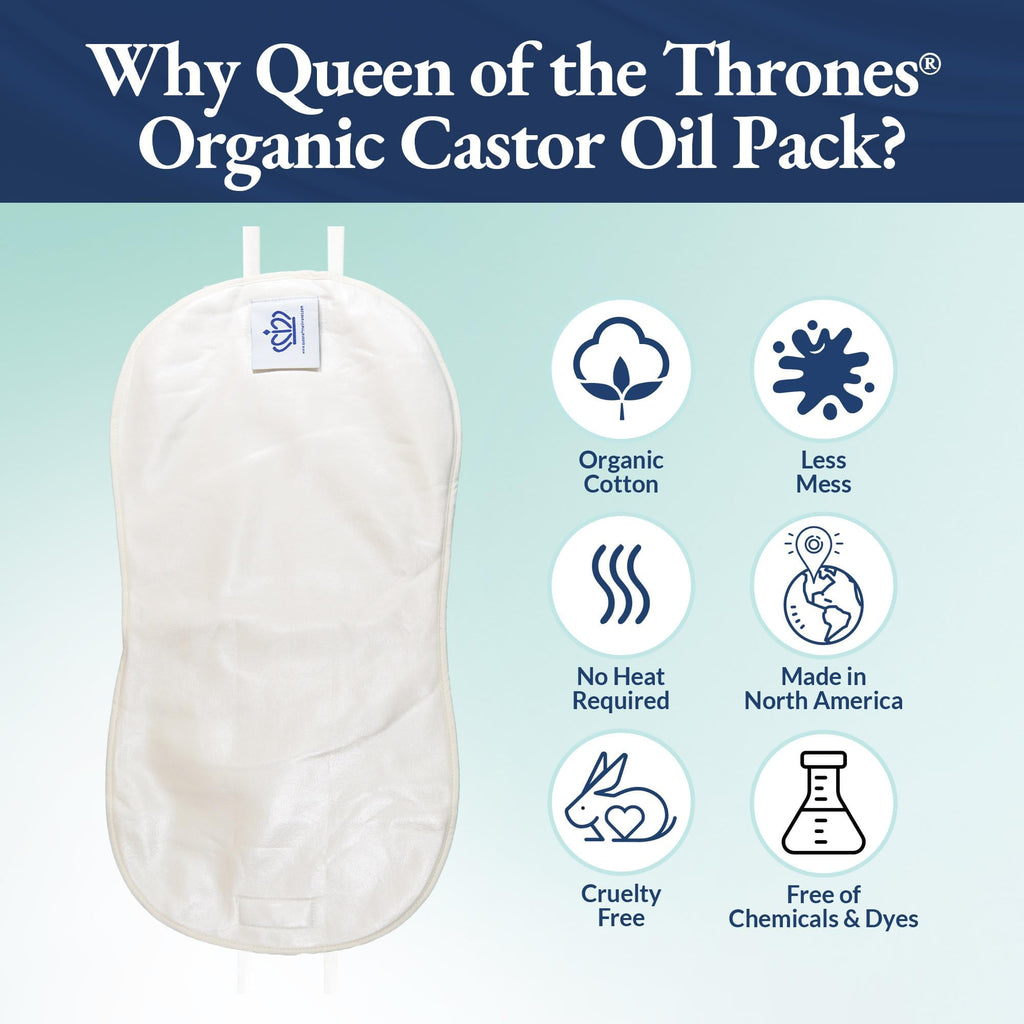 QUEEN OF THE THRONES Castor Oil Pack for Pelvic – Heatless, Reusable, Organic Cotton Flannel