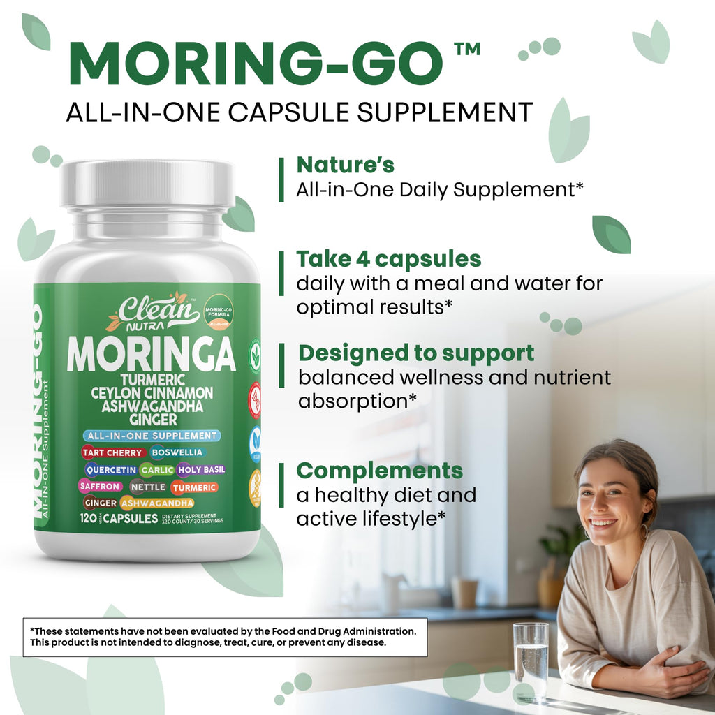 Moringa Powder Capsules + Turmeric Moringa Leaf – Clean Nutra Moring-Go