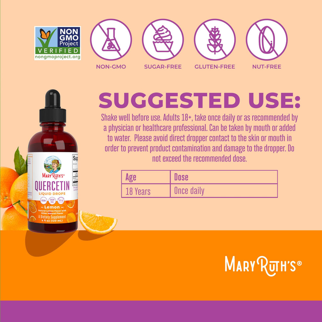 MaryRuth Organics Quercetin Liquid Drops – 500mg, Sugar Free, Vegan