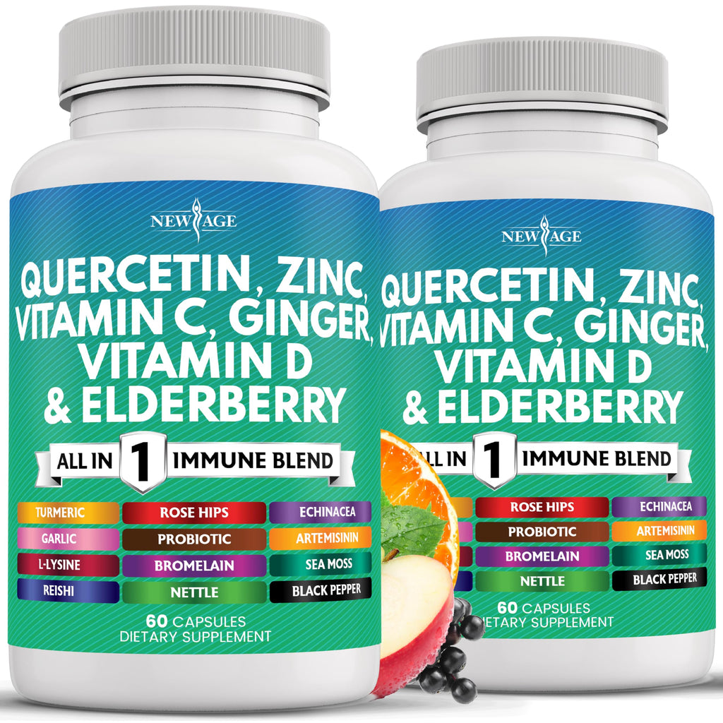 Quercetin Zinc Vitamin C Vitamin D Bromelain Elderberry – Nettle Immunity 120 Count