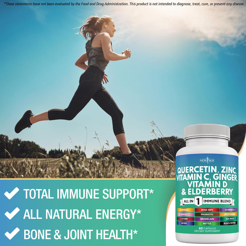 Quercetin Zinc Vitamin C Vitamin D Bromelain Elderberry – Nettle Immunity 120 Count