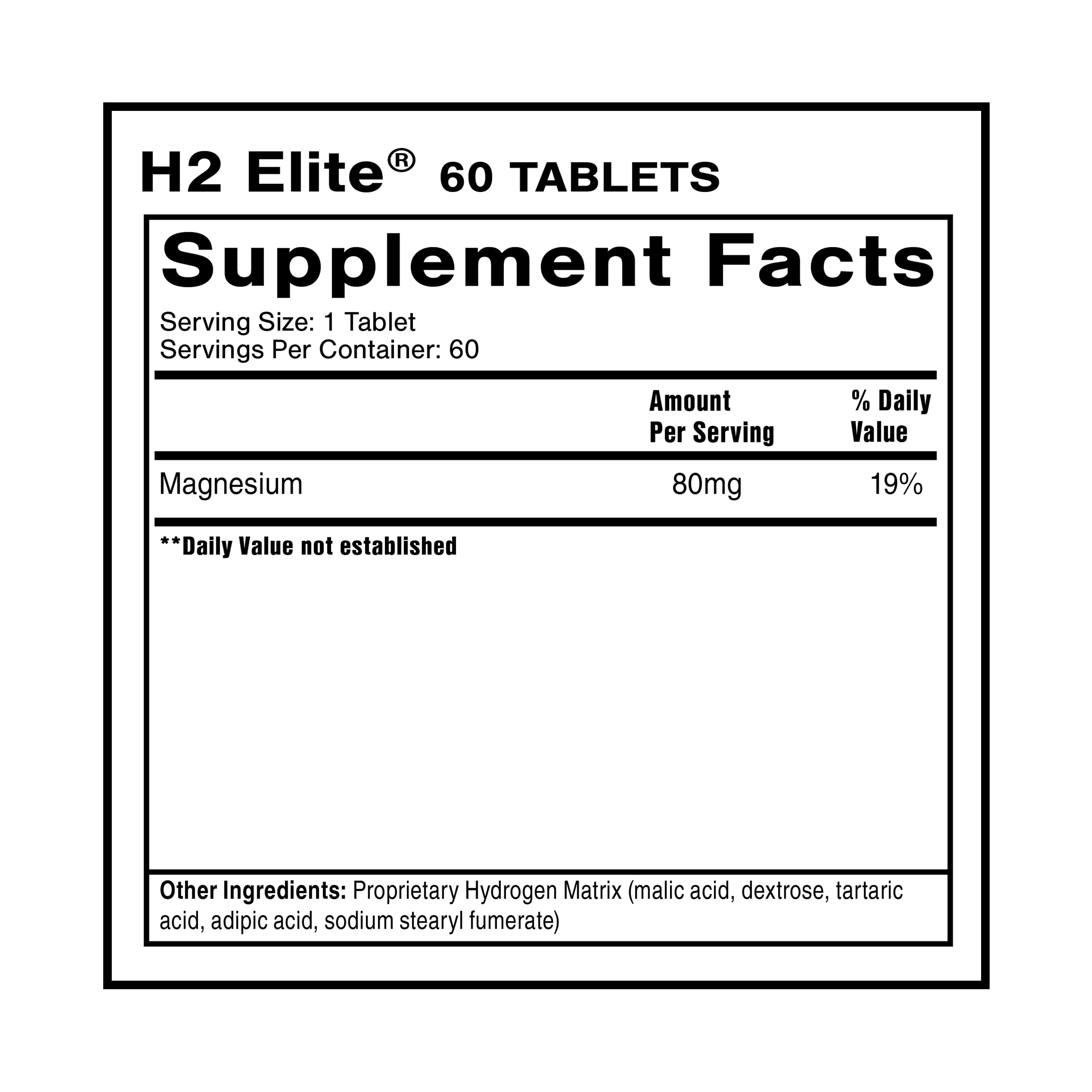 Quicksilver Scientific H2 Elite – Molecular Hydrogen Tablets for Quick Hydration (60 Tabs)