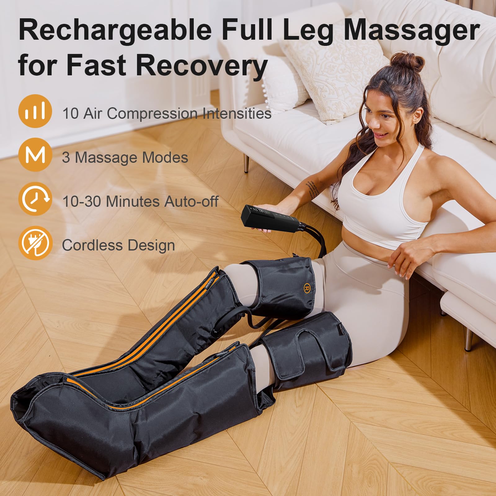 QUINEAR Cordless Full-Leg Air Compression – Portable Leg & Foot Massager